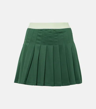 The Upside Logo-embroidered Pleated Miniskirt In Green