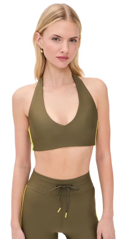 The Upside Oxford Ulla Halter Sports Bra Green