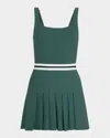 The Upside Peached Lucette Pleated Mini Dress In Green