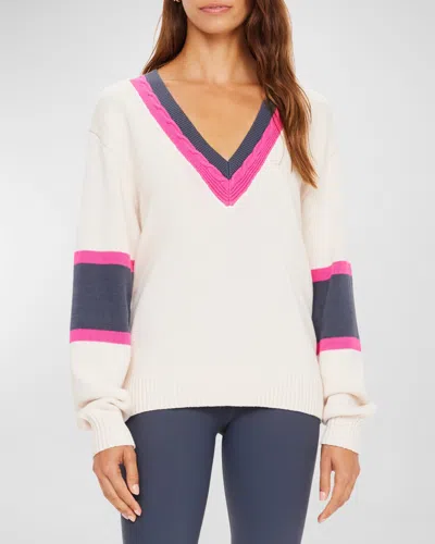 The Upside Peggy Organic Knit Lotus Intarsia Sweater In Pink