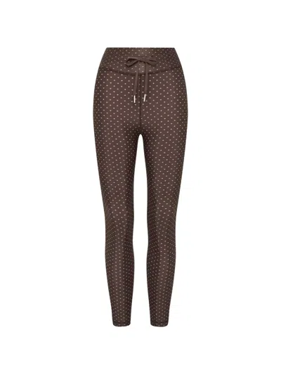 The Upside Poet Geometric-print Leggings In Brown