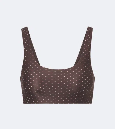 The Upside Poet Harlow Printed Sports Bra In Brown