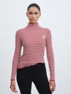 The Upside Raie Striped Cotton Turtleneck Top In Red