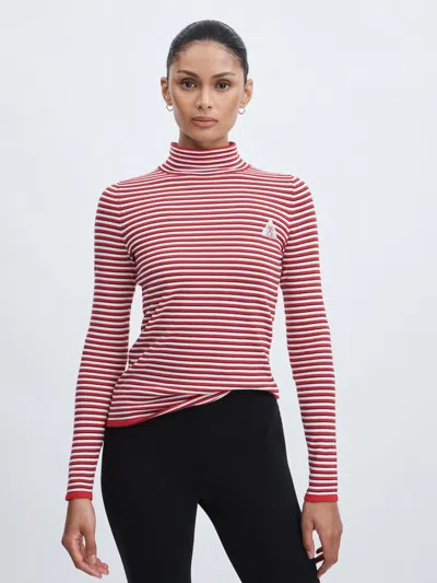 The Upside Red Stripe  Organic-cotton Striped Knit Top
