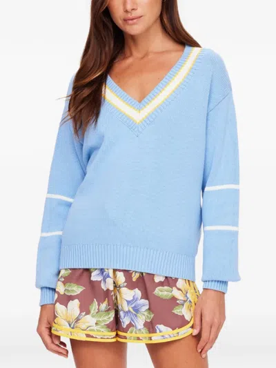 The Upside Rever Josette V-neck Sweater In Blue