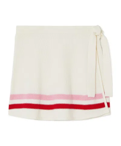 The Upside Salima Striped Cotton Mini Wrap Skirt In Neutral