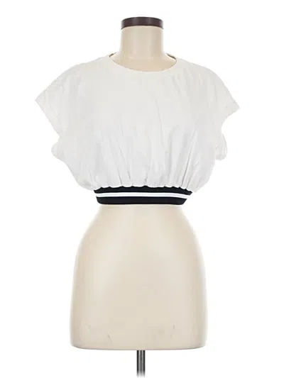 Pre-owned The Upside Short Sleeve Top Ivory Ruffles Neckline Tops