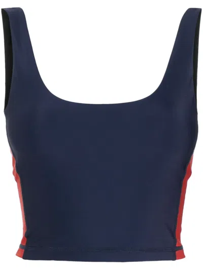 The Upside Side-stripe Colour-block Cropped Top In Blue
