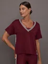 The Upside Sienna V-neck Tee In Merlot In Brown