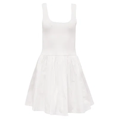The Upside Sleeveless Mini Flared Dress In White Cotton