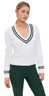 The Upside Sonny V-neck Knit Sweater In White