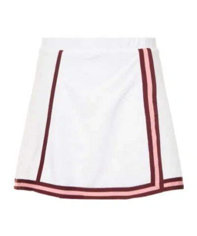 The Upside Striped Ribbon Midi Skirt In White