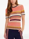 The Upside Sutton Striped-knitted T-shirt In Orange