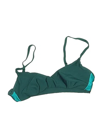 Pre-owned The Upside Swimsuit Top Teal Solid Pattern Swimwear In Blue