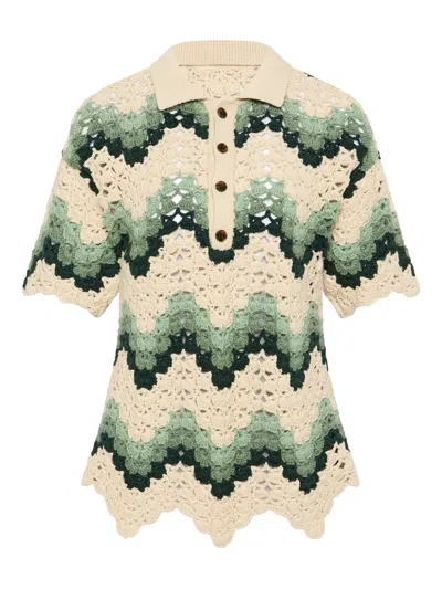 THE UPSIDE TIDAL SAGRA CROCHET POLO TOP