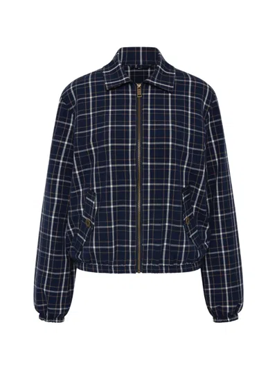 The Upside Valencia Lexi Collared Check Jacket In Blue
