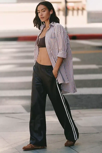The Upside Vegan Leather Track Pants In Brown
