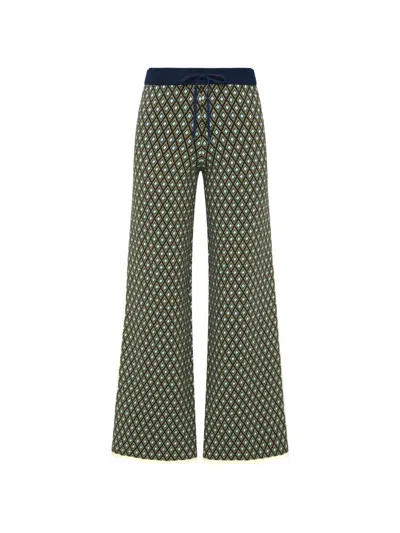 The Upside Viva Geometric-pattern Knit Trousers In Green