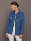 The Upside Wildwest Sylve Fringe Shirt In Blue