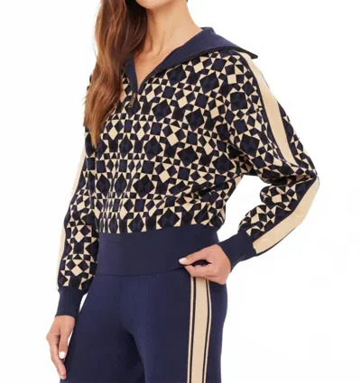 The Upside Women's Cosmo Kairo Half Zip Sweater In Geo In Blue