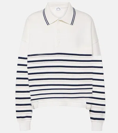 The Upside Wonder Striped Cotton Polo Jumper In White