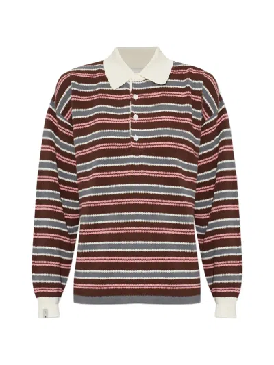 The Upside Wonder Striped Long-sleeve Polo Shirt In Multi