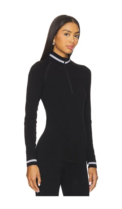 The Upside Wool Seamless Quarter Zip Baselayer In Black
