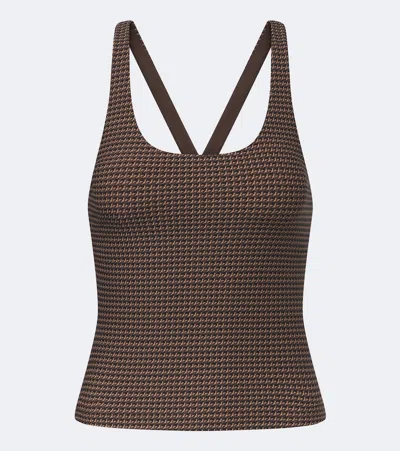 The Upside Zinnia Lenny Houndstooth Tank Top In Brown