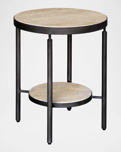 The Uttermost Co Dauntless Travertine Side Table In Black
