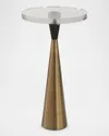The Uttermost Co Holton Accent Table In Brushed Brass And Dark Marble W/chocolate And White Veining