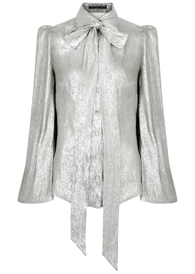 The Vampire's Wife The Silencio Wool-blend Lamé Blouse In Silver