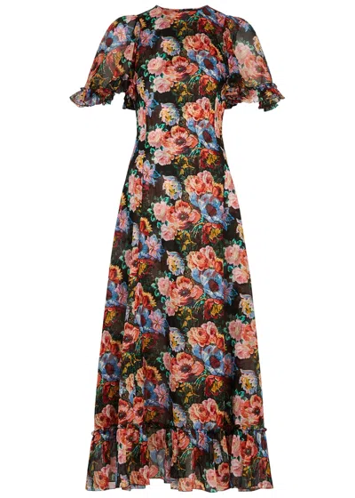 The Vampire's Wife Midnight Tremors Floral-print Cotton Maxi Dress In Multicoloured