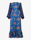 The Vampire's Wife Villanelle Floral-print Cotton Maxi Dress In Blue