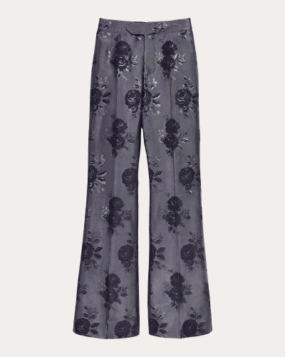 The Vampire's Wife The School Floral-jacquard Flared Trousers In Black