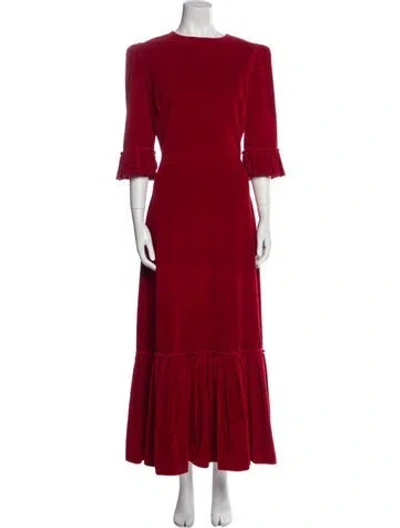 Pre-owned The Vampire's Wife Crew Neck Long Dress In Red
