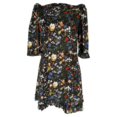 Pre-owned The Vampire's Wife Devon Floral-print Mini Dress In Multicolor Cotton