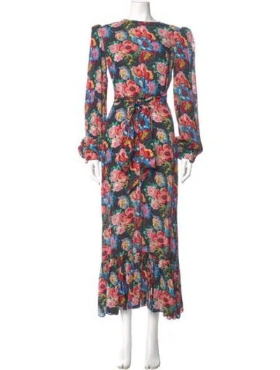 Pre-owned The Vampire's Wife Floral Print Long Dress In Black