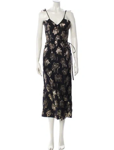 Pre-owned The Vampire's Wife Floral Print Long Dress In Black