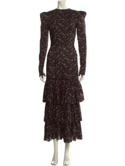 Pre-owned The Vampire's Wife Floral Print Long Dress In Black
