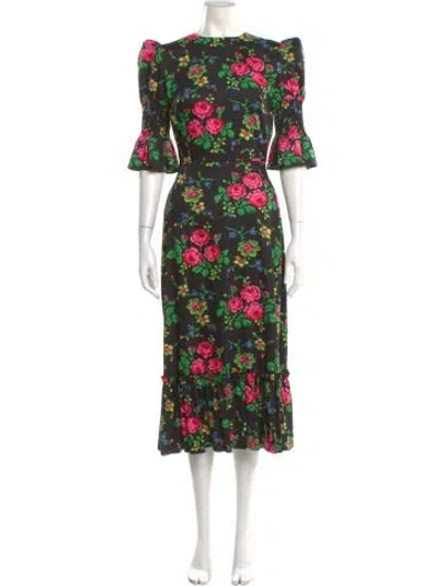 Pre-owned The Vampire's Wife Floral Print Long Dress In Black