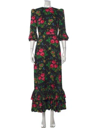 Pre-owned The Vampire's Wife Floral Print Long Dress In Black