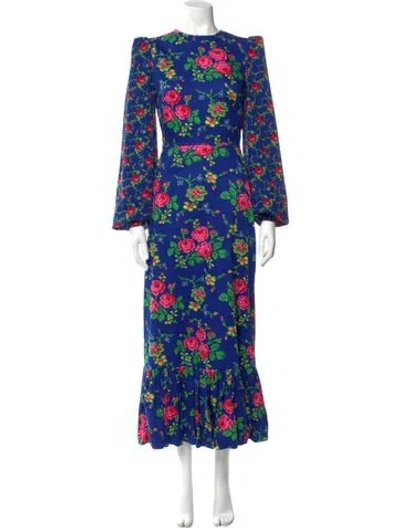 Pre-owned The Vampire's Wife Floral Print Long Dress In Blue