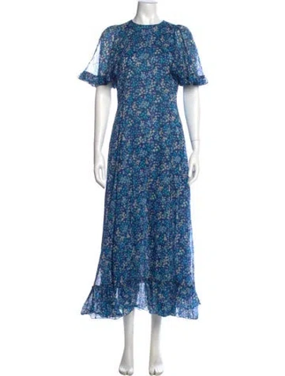 Pre-owned The Vampire's Wife Floral Print Long Dress In Blue