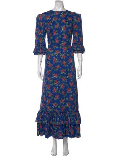 Pre-owned The Vampire's Wife Floral Print Long Dress In Blue