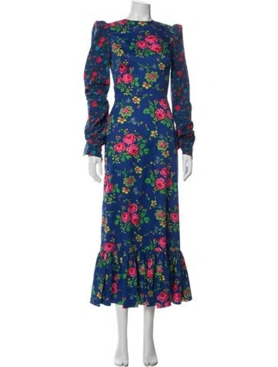Pre-owned The Vampire's Wife Floral Print Long Dress In Blue