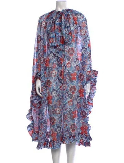 Pre-owned The Vampire's Wife Floral Print Long Dress In Blue