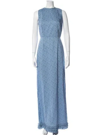Pre-owned The Vampire's Wife Floral Print Long Dress In Blue