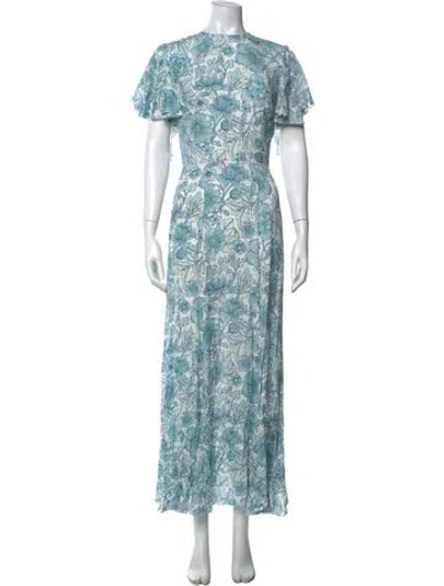 Pre-owned The Vampire's Wife Floral Print Long Dress In Blue