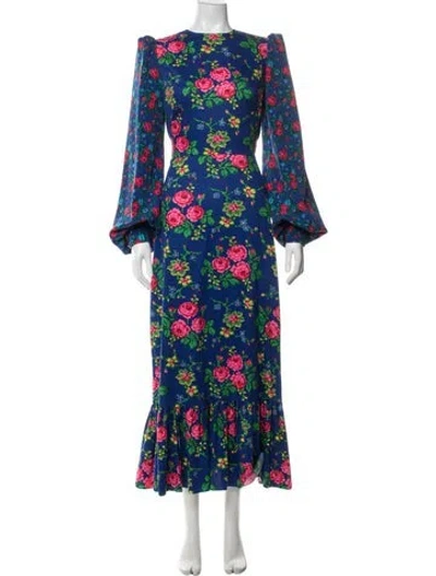 Pre-owned The Vampire's Wife Floral Print Long Dress In Blue