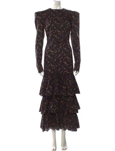 Pre-owned The Vampire's Wife Floral Print Long Dress In Brown